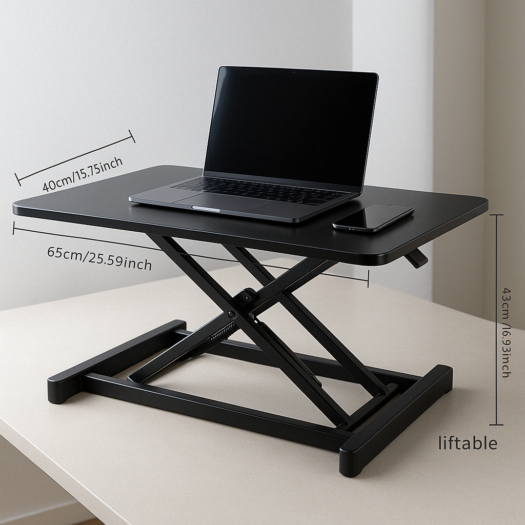 Ultra-Slim Standing Desk Riser – Compact Sit-Stand Converter for Monitor & Laptop